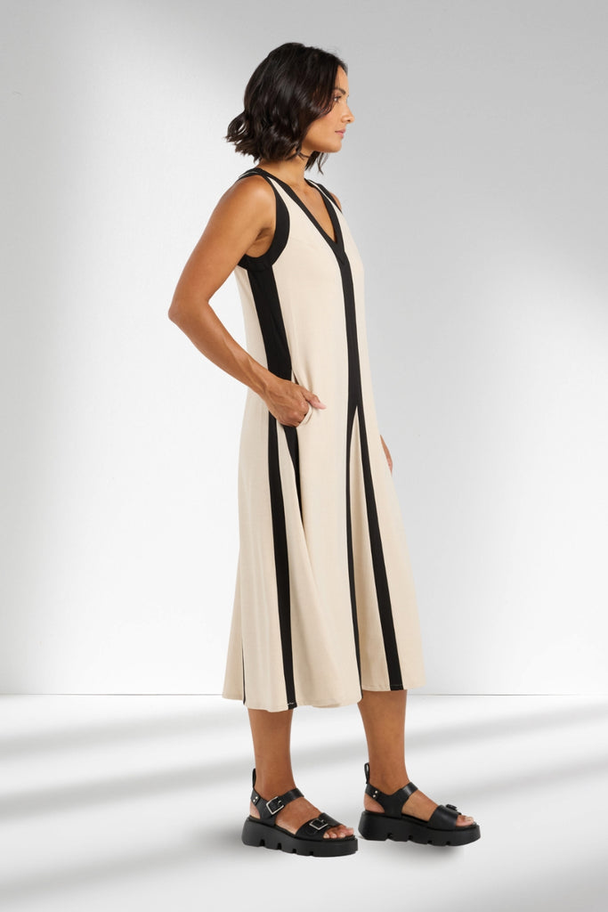 Et Alia Edie Dress Taupe Lines From BoxHill