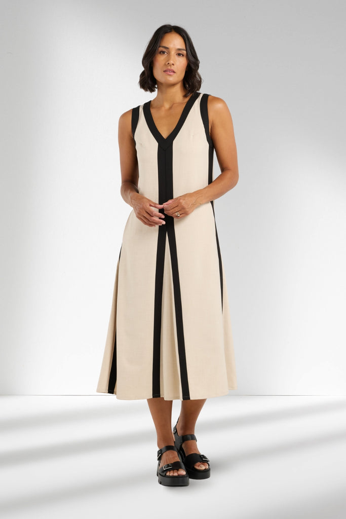 Et Alia Edie Dress Taupe Lines From BoxHill
