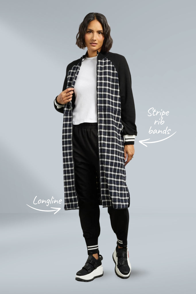 Et Alia Nova Coatigan Blue Black Plaid From BoxHill