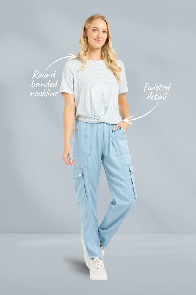 Et Alia Twist Tee Sky Stripe From BoxHill