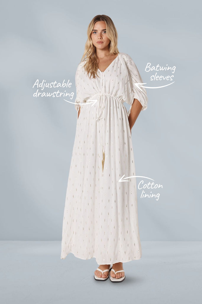 Fate and Becker Delia Batwing Dress White Gold From BoxHill