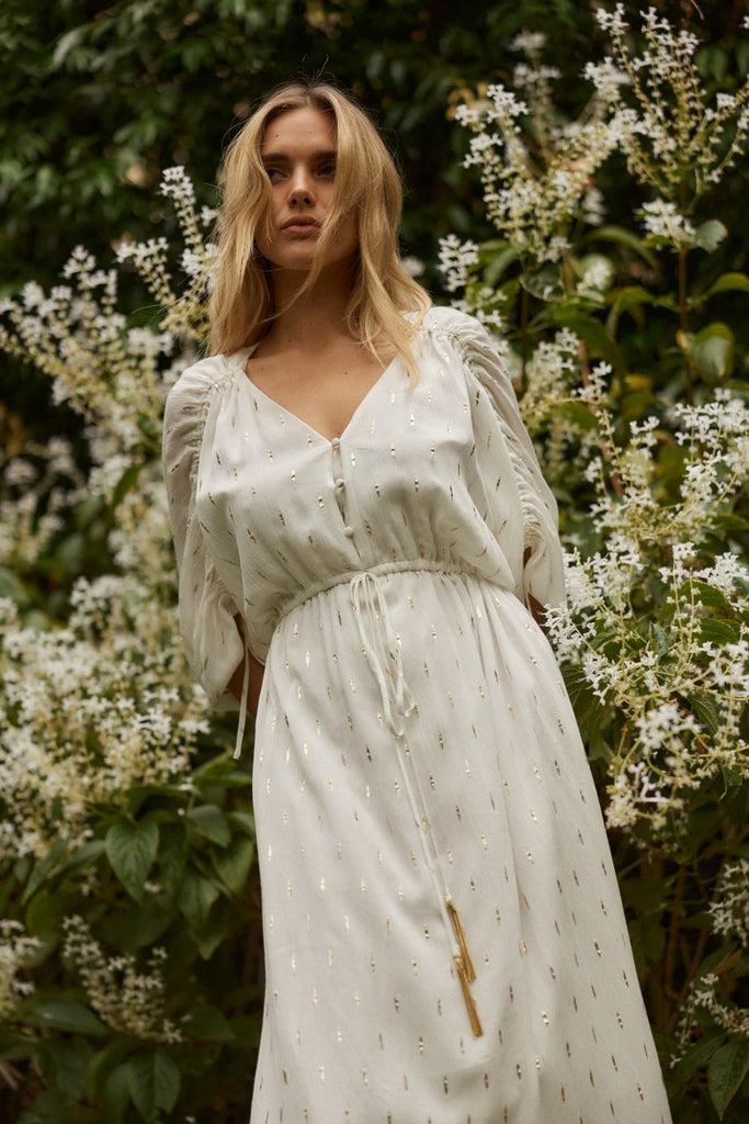 Fate and Becker Delia Batwing Dress White Gold From BoxHill