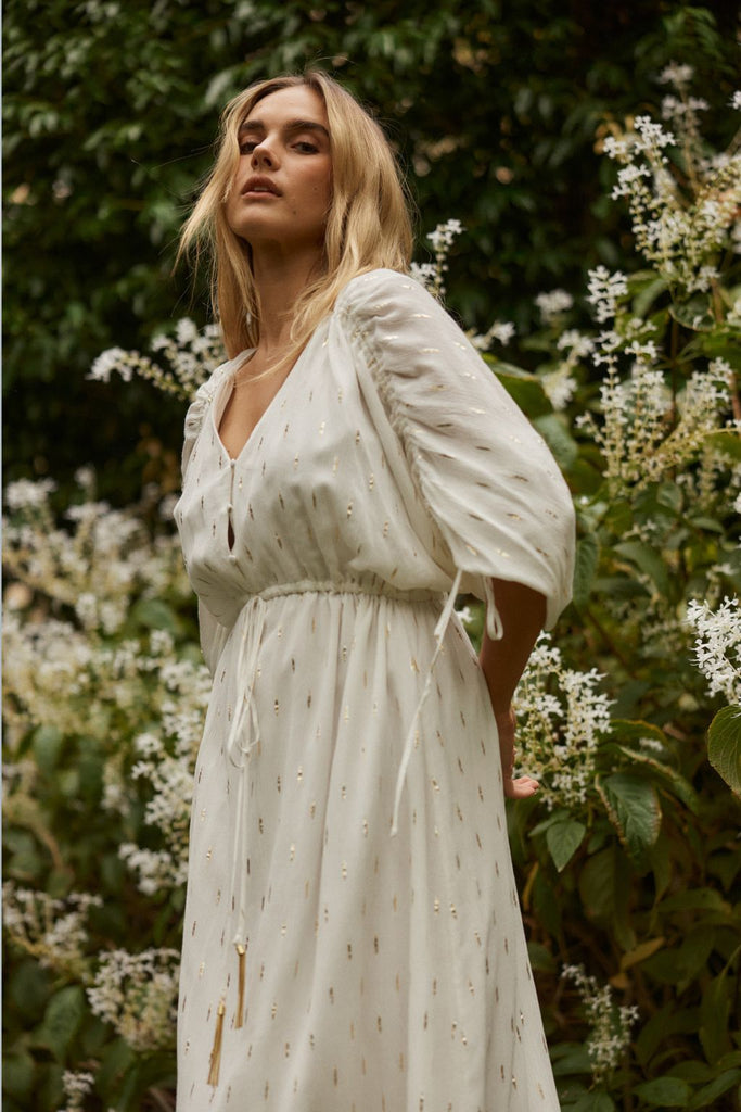 Fate and Becker Delia Batwing Dress White Gold From BoxHill