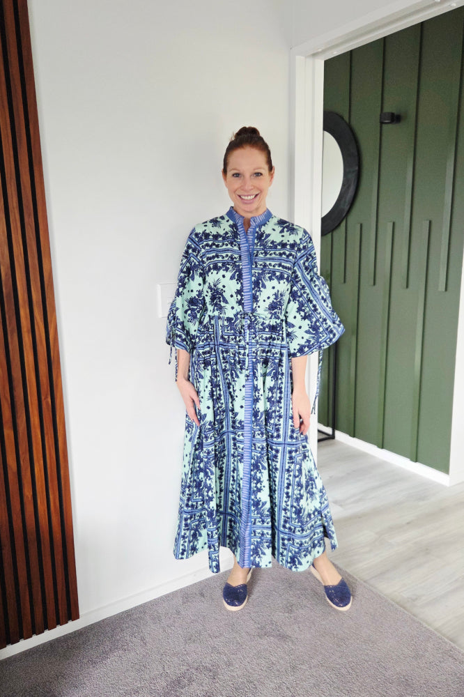 navy blue and mint green dress Feeling Inspired Navy Blue Floral Maxi Dress – Shop the Mint main image 0
