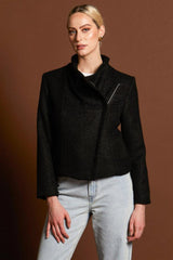 Fate and Becker Hazy Shade Biker Jacket Black Boucle From BoxHill