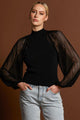 Fate and Becker Snowflake Sheer Sleeve Knit Top Black From BoxHill