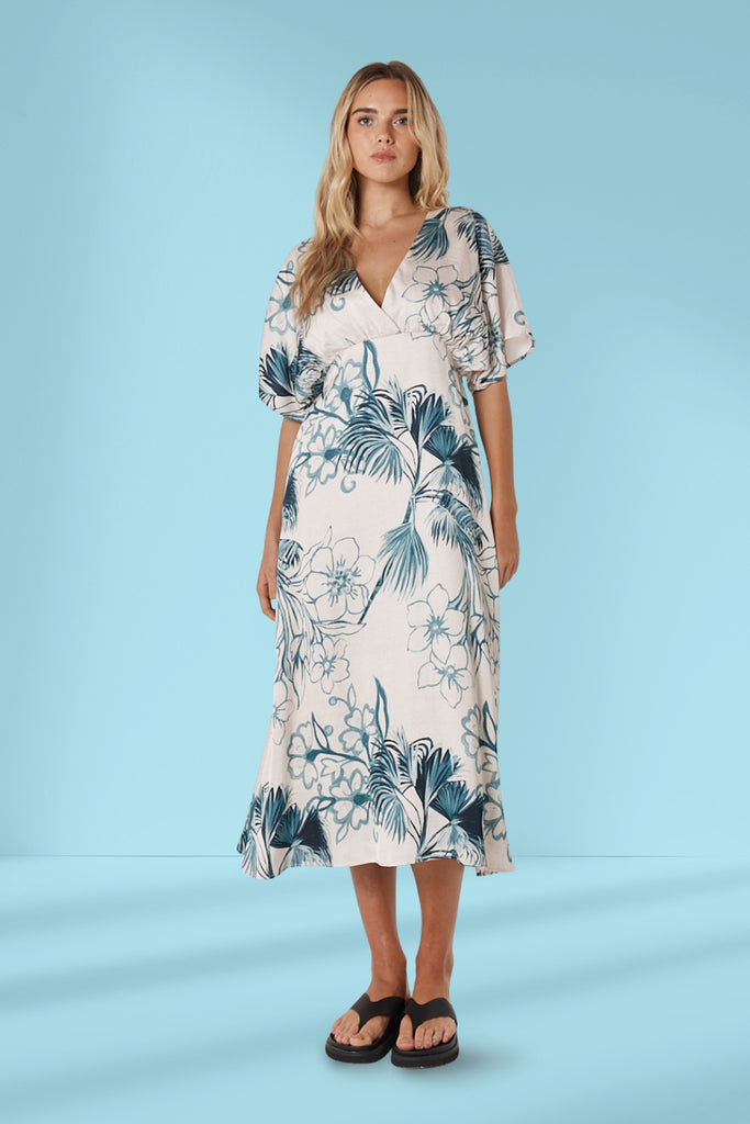 Fate and Becker Solstice Palms Midi Dress Palm Print From BoxHill