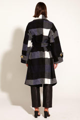 Fate and Becker Stranger Oversized Coat Navy Check From BoxHill