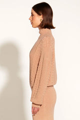 Fate and Becker Treasure Turtleneck Cable Knit Tan From BoxHill