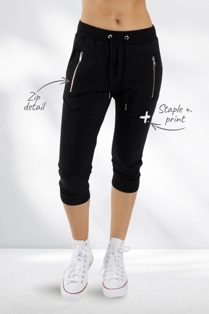 Federation Cut Trackies Staple Black White From BoxHill