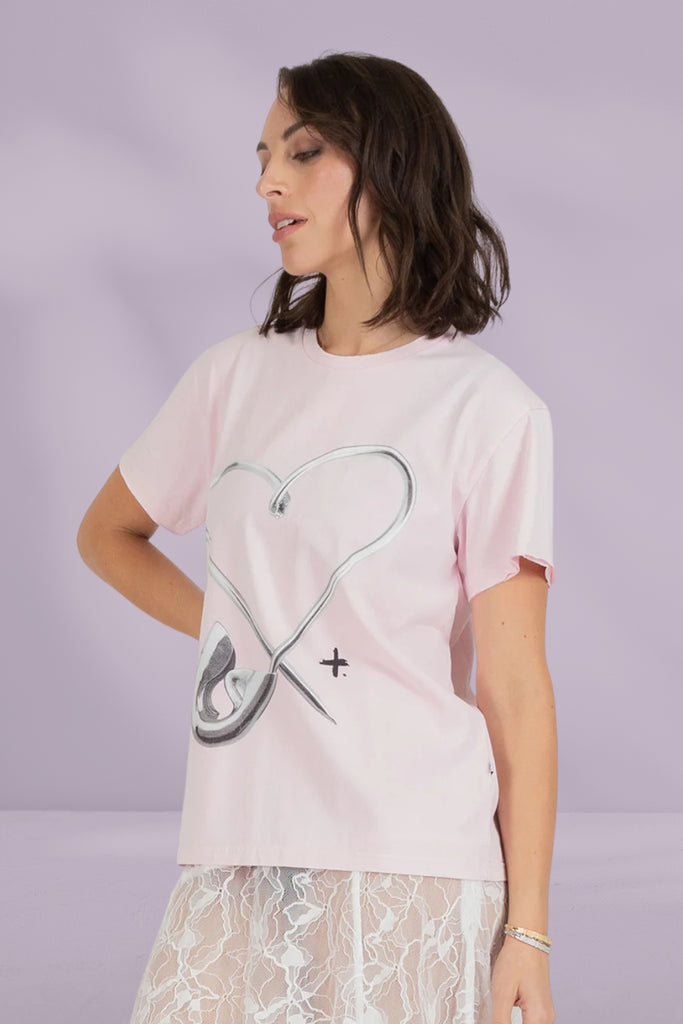 Federation Frankie Tee Pinned Heart Soft Pink From BoxHill
