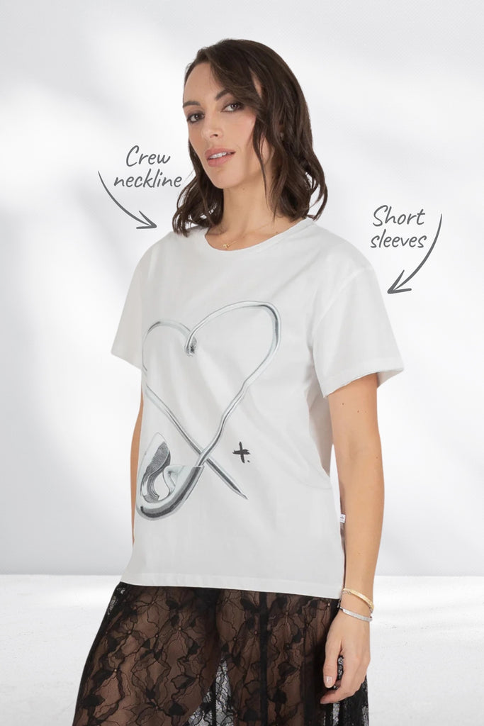 Federation Frankie Tee Pinned Heart White From BoxHill