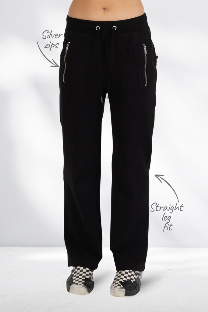 Federation Loose Leg Escape Trackies Black Silver From BoxHill