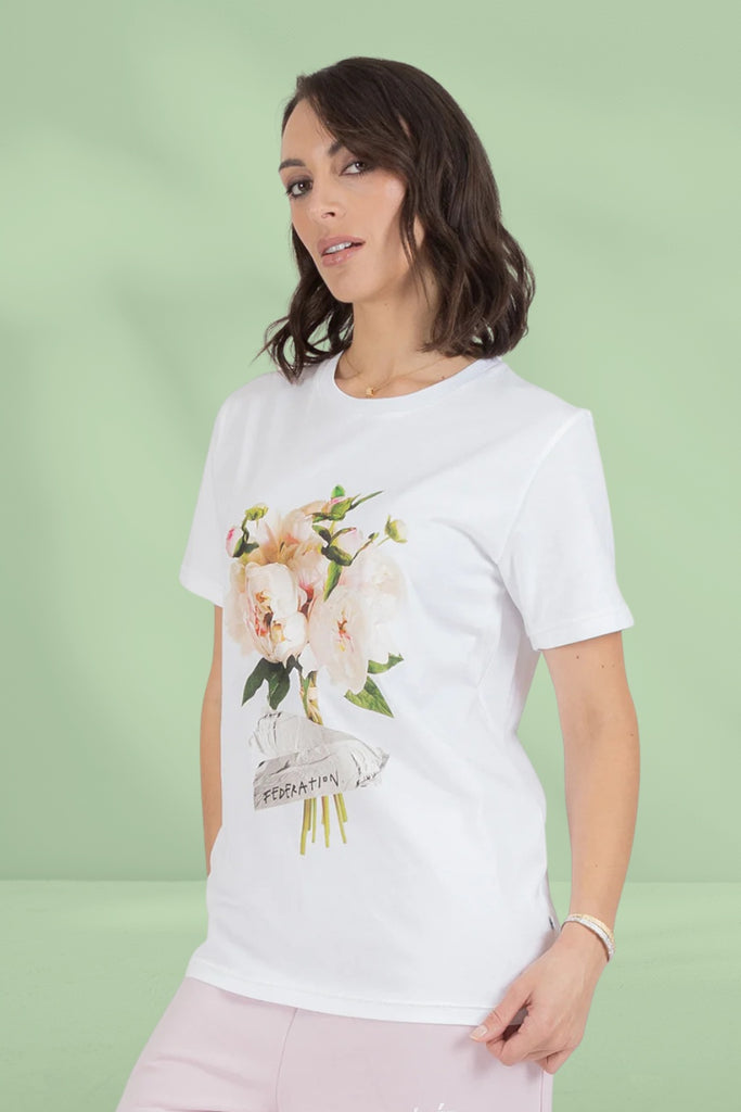 Federation Rush Tee Peony's Ducted White From BoxHill