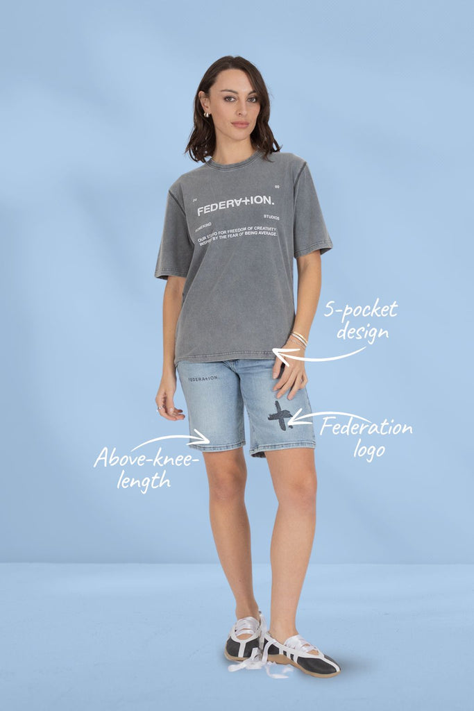 Federation Take It Easy Shorts Trio Washed Blue From BoxHill