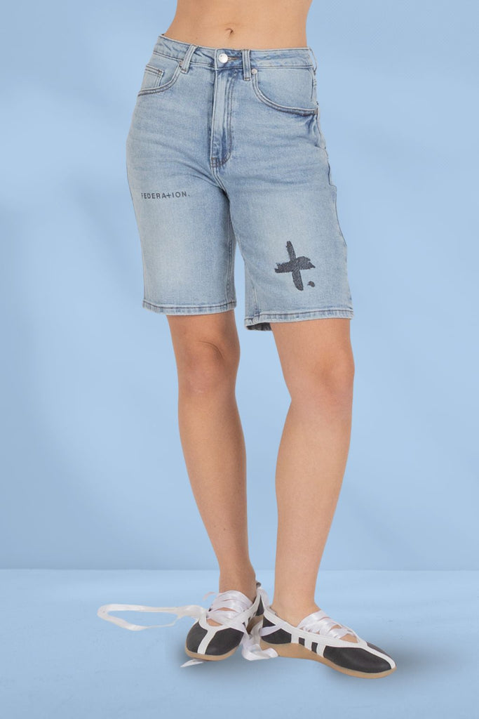 Federation Take It Easy Shorts Trio Washed Blue From BoxHill