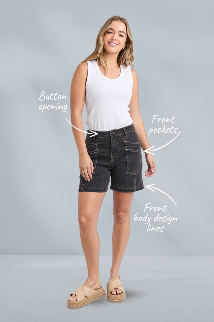 Foxwood Balmy Shorts Washed Black From BoxHill