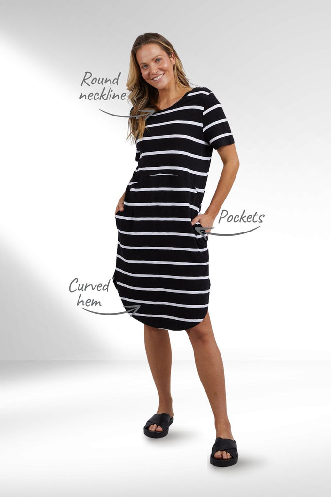 Foxwood Bay Stripe Dress Black White Stripe From BoxHill