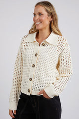 Foxwood Clover Knit Cardi Vintage White From BoxHill