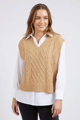Foxwood Eva Knitted Vest Tan From BoxHill