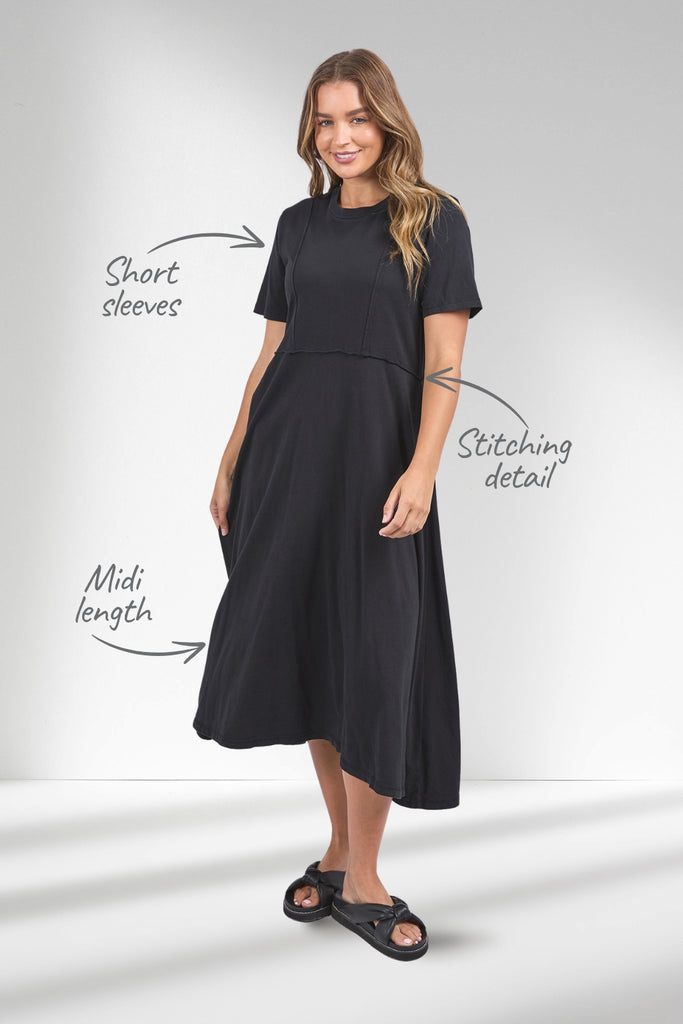 Foxwood Eva Midi Dress Washed Black From BoxHill