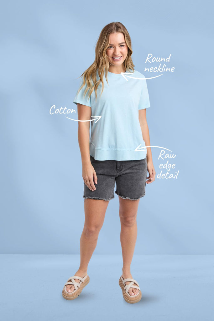 Foxwood Farrah Short Sleeve Tee Crystal Blue From BoxHill