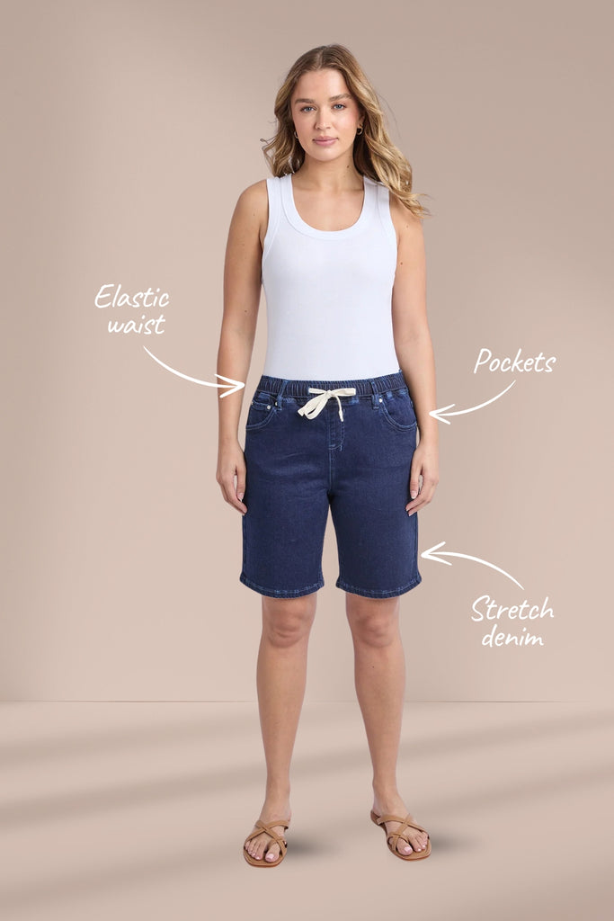 Foxwood Gabby Bermuda Shorts Dark Indigo From BoxHill