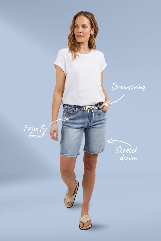 Foxwood Gabby Bermuda Shorts Mid Blue From BoxHill