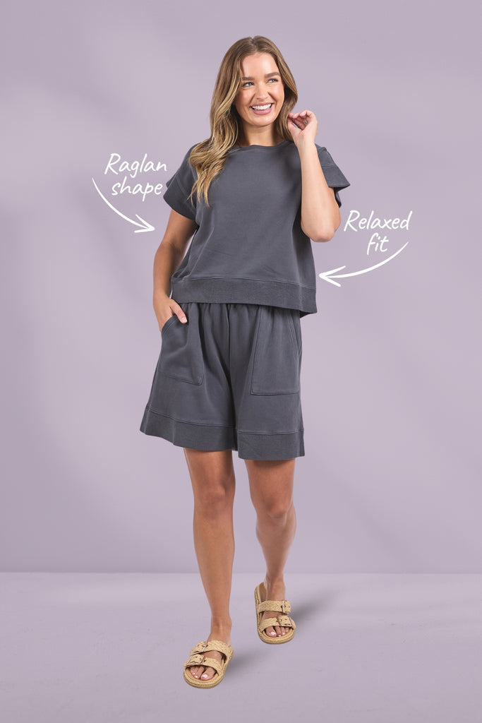 Foxwood Hustler Tee Charcoal From BoxHill