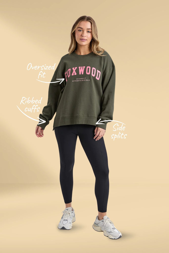 Foxwood Interval Crew Dark Khaki With Coral From BoxHill