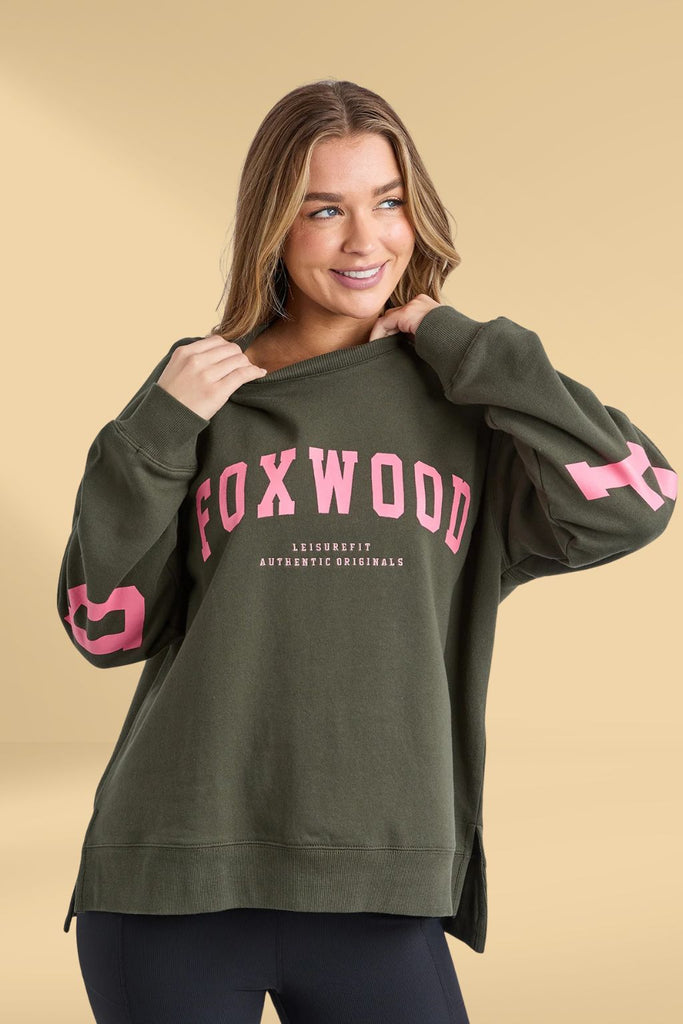 Foxwood Interval Crew Dark Khaki With Coral From BoxHill