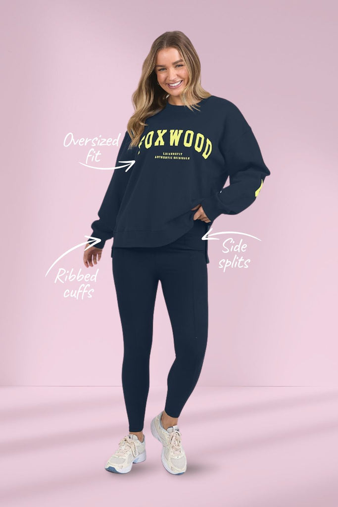 PRE-ORDER Foxwood Interval Crew Navy With Neon Yellow From BoxHill