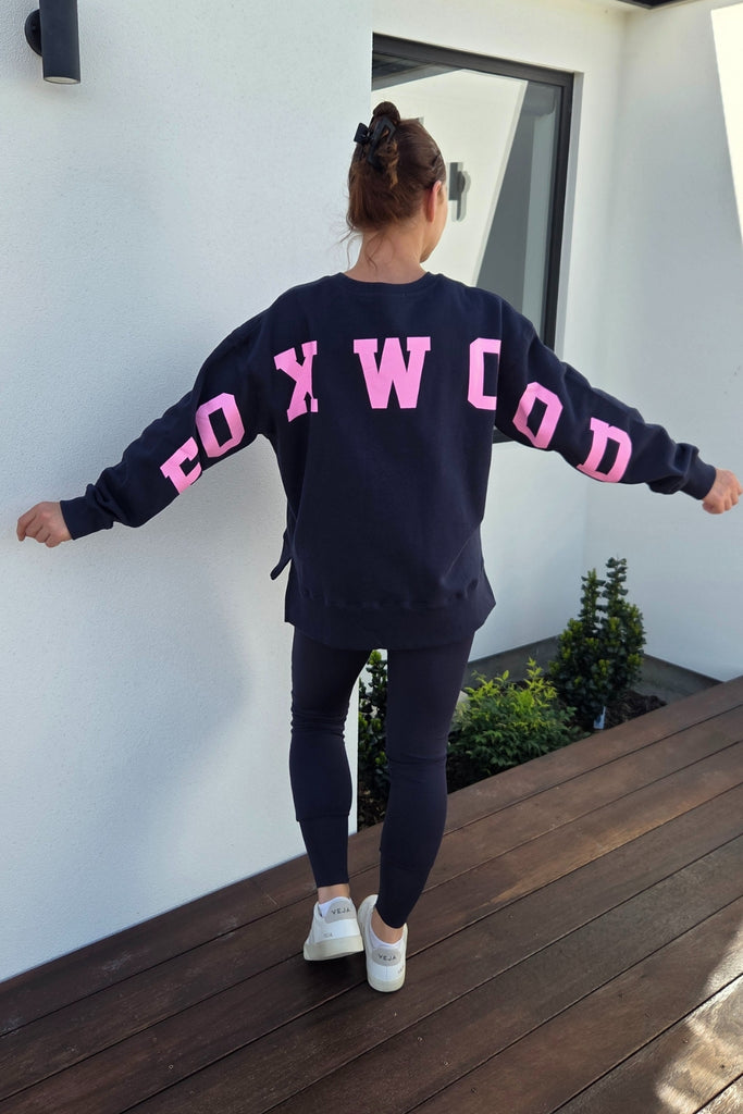 Foxwood Interval Neon Pink Crew Navy From BoxHill
