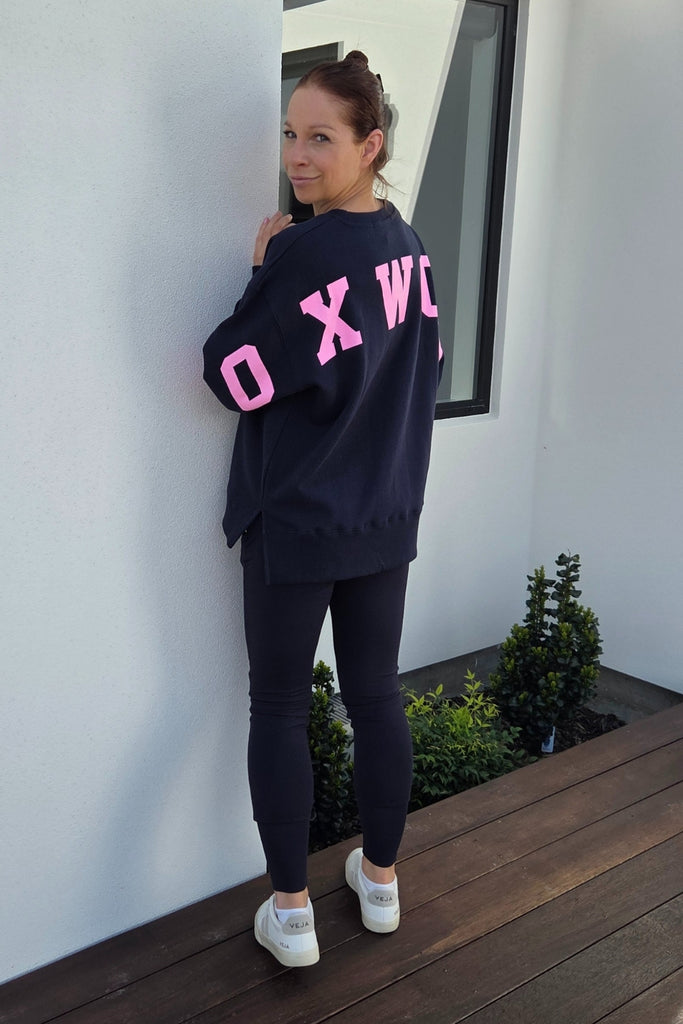 Foxwood Interval Neon Pink Crew Navy From BoxHill