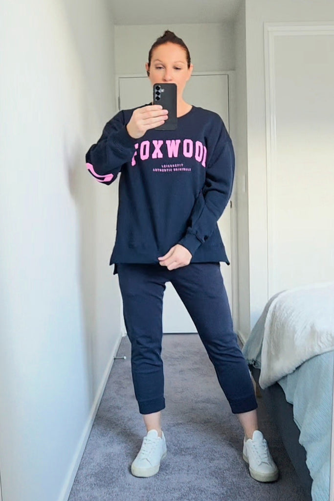 Foxwood Interval Neon Pink Crew Navy From BoxHill