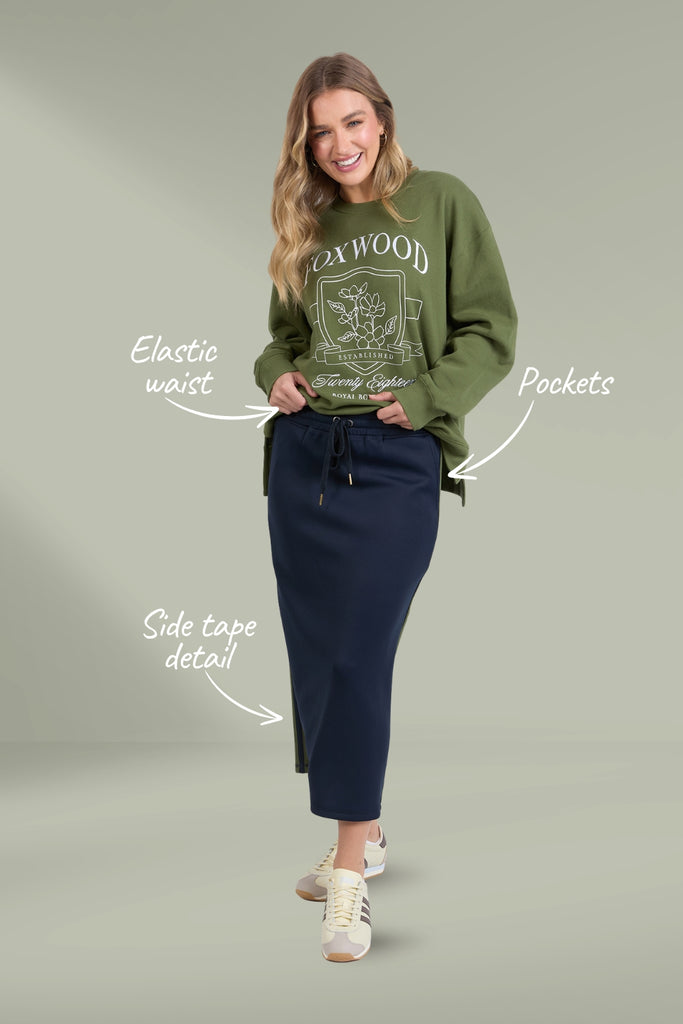 Foxwood Juno Skirt Navy With Green From BoxHill