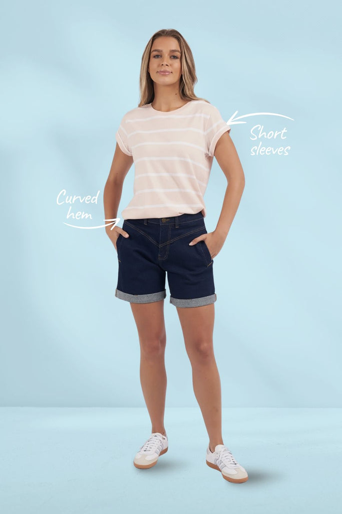 Foxwood Manly Stripe Tee Barely Pink From BoxHill