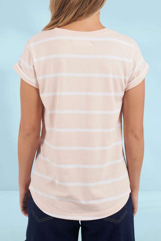Foxwood Manly Stripe Tee Barely Pink From BoxHill