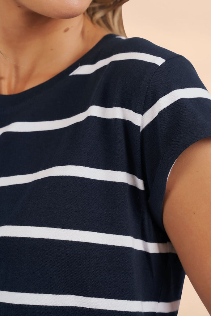 Foxwood Manly Stripe Tee Navy White Stripe From BoxHill