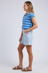 Foxwood Manly Stripe Tee Vivid Blue White Stripe From BoxHill