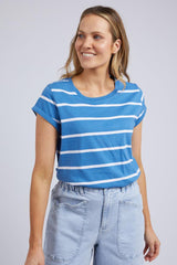 Foxwood Manly Stripe Tee Vivid Blue White Stripe From BoxHill