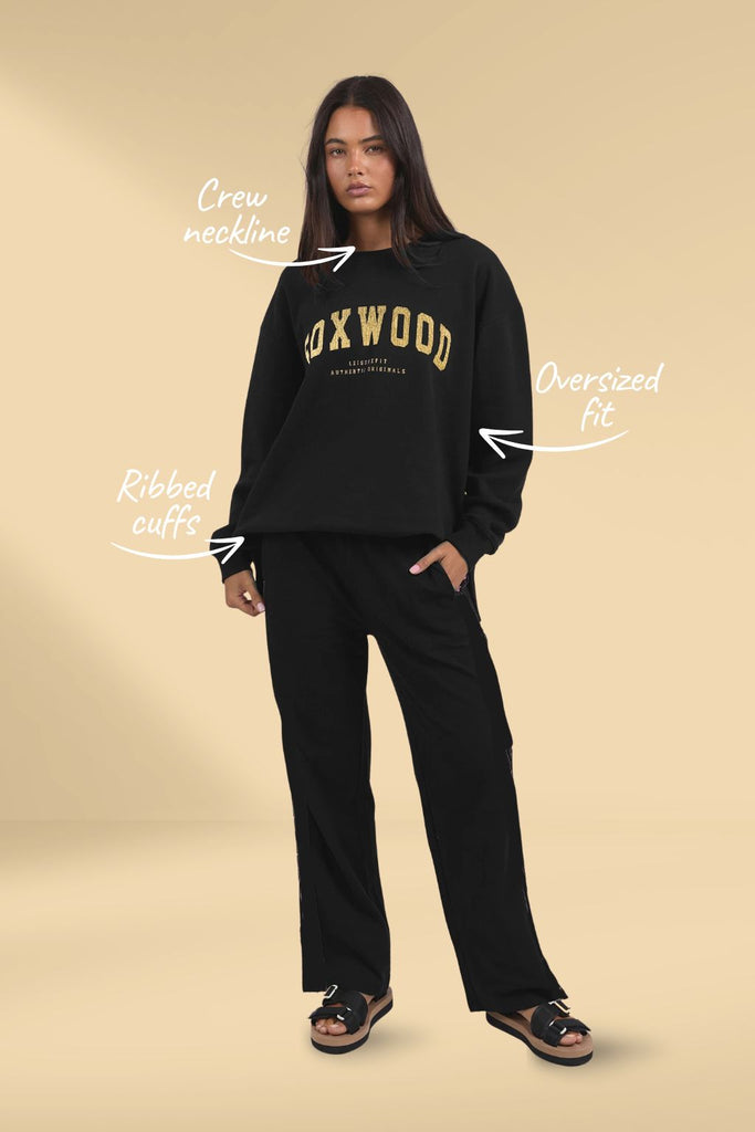 PRE-ORDER Foxwood Metallic Gold Interval Crew Black From BoxHill