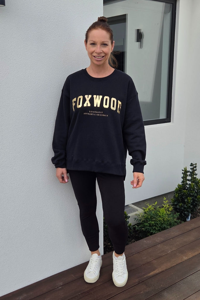Foxwood Metallic Gold Interval Crew Black From BoxHill