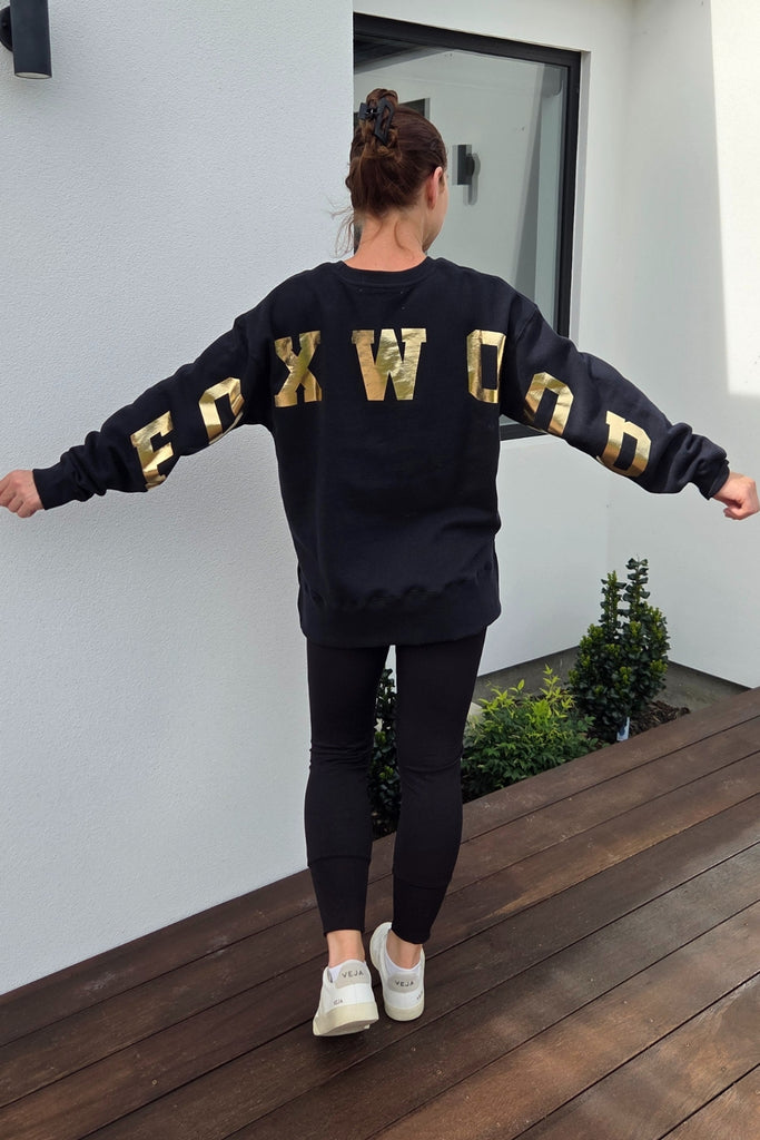 Foxwood Metallic Gold Interval Crew Black From BoxHill