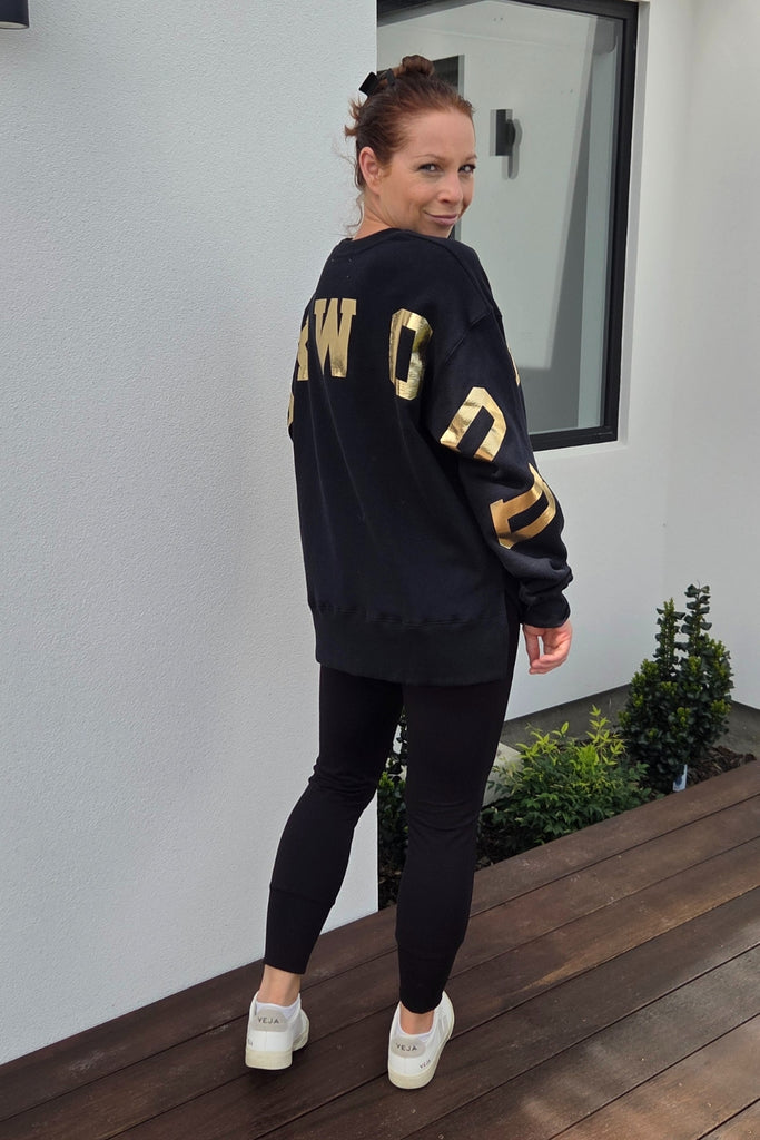 Foxwood Metallic Gold Interval Crew Black From BoxHill