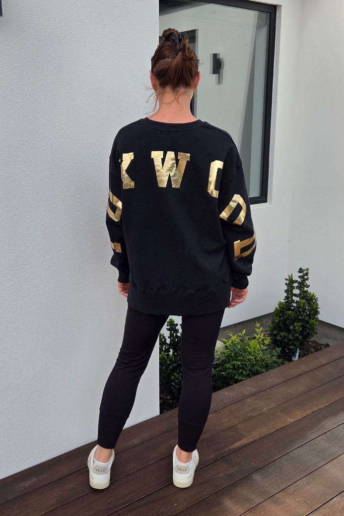 Foxwood Metallic Gold Interval Crew Black From BoxHill