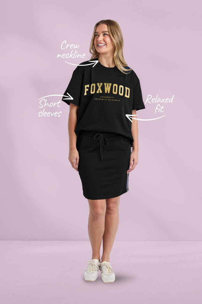 PRE-ORDER Foxwood Metallic Gold Interval Tee Black From BoxHill