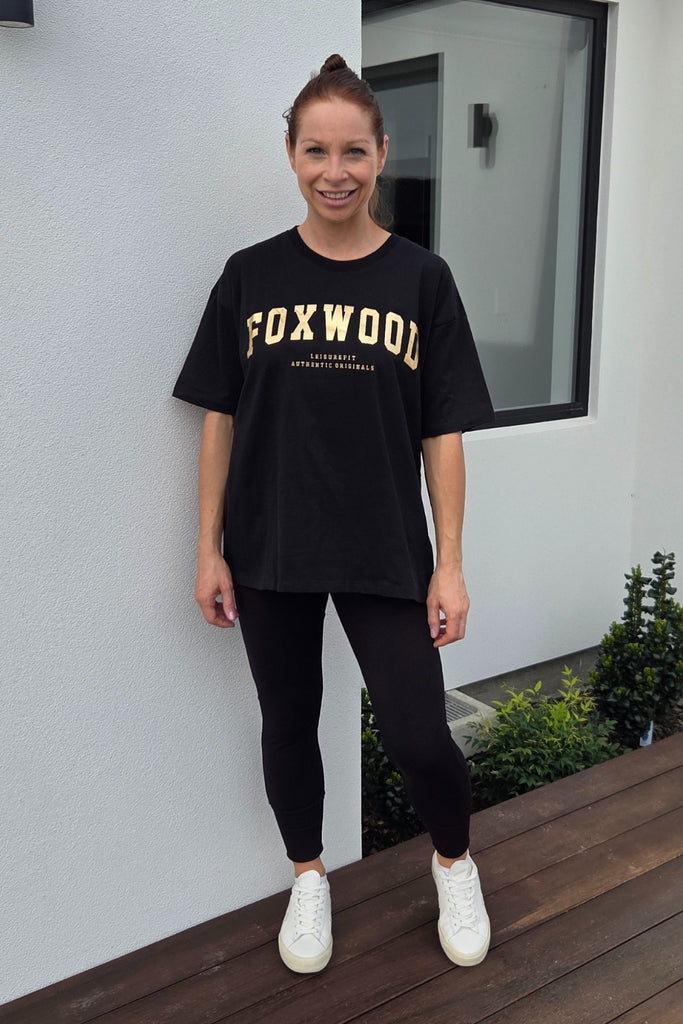 Foxwood Metallic Gold Interval Tee Black From BoxHill