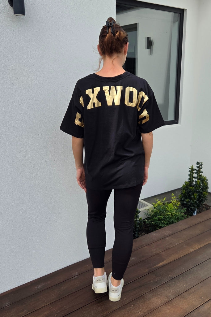 Foxwood Metallic Gold Interval Tee Black From BoxHill