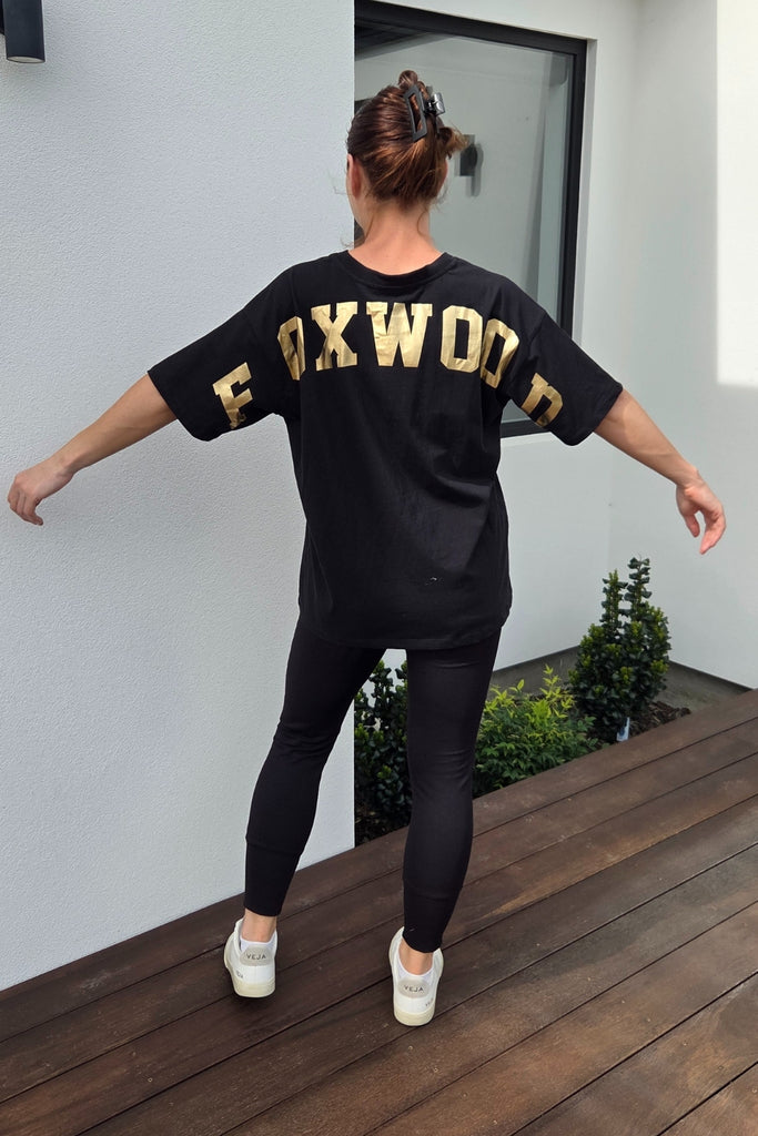 Foxwood Metallic Gold Interval Tee Black From BoxHill